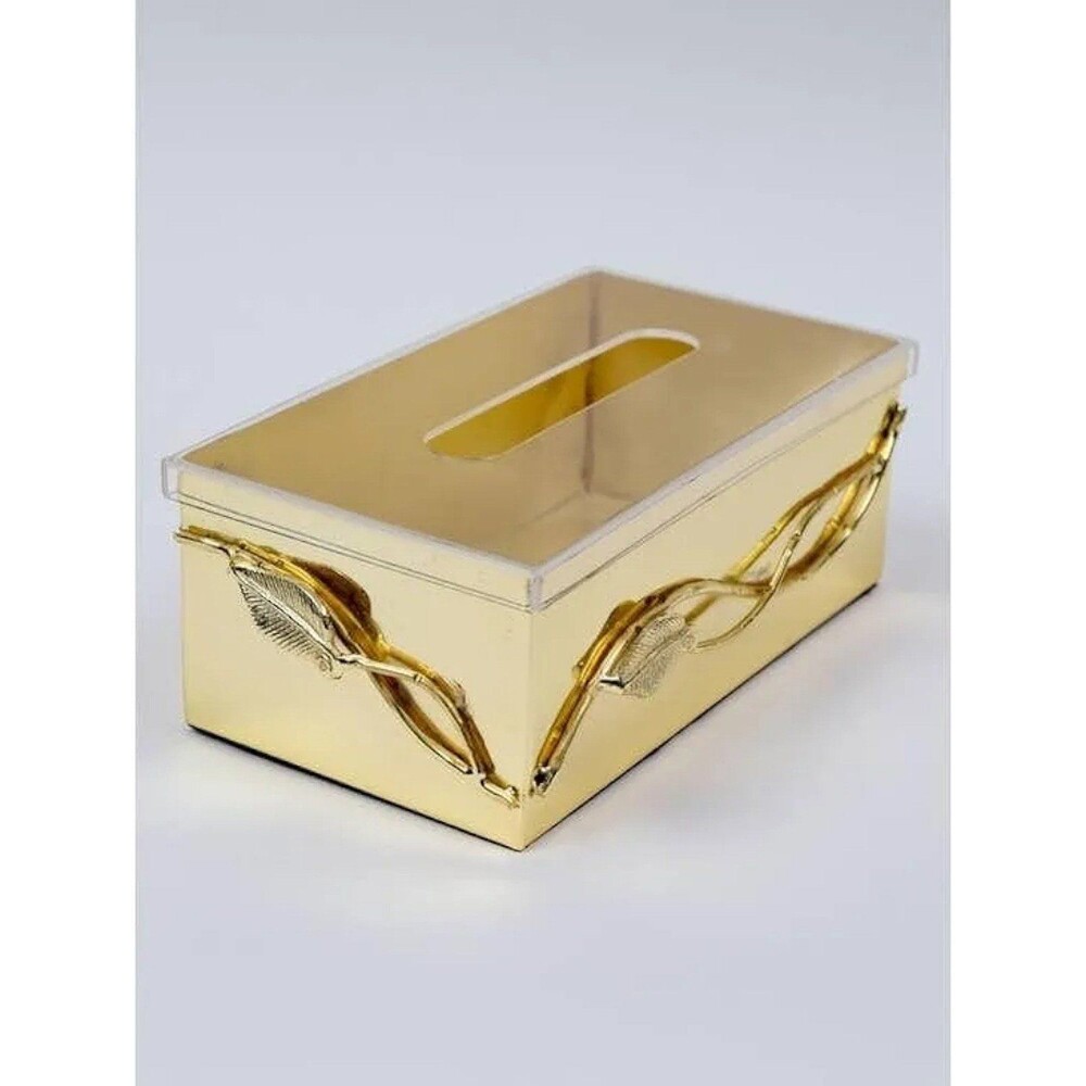 Gold Leaf Tissue Box Holder NEW
